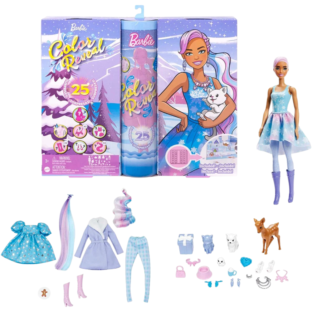Barbie Color Reveal Advent Calendar Doll 25 Surprises Christmas Toy Set