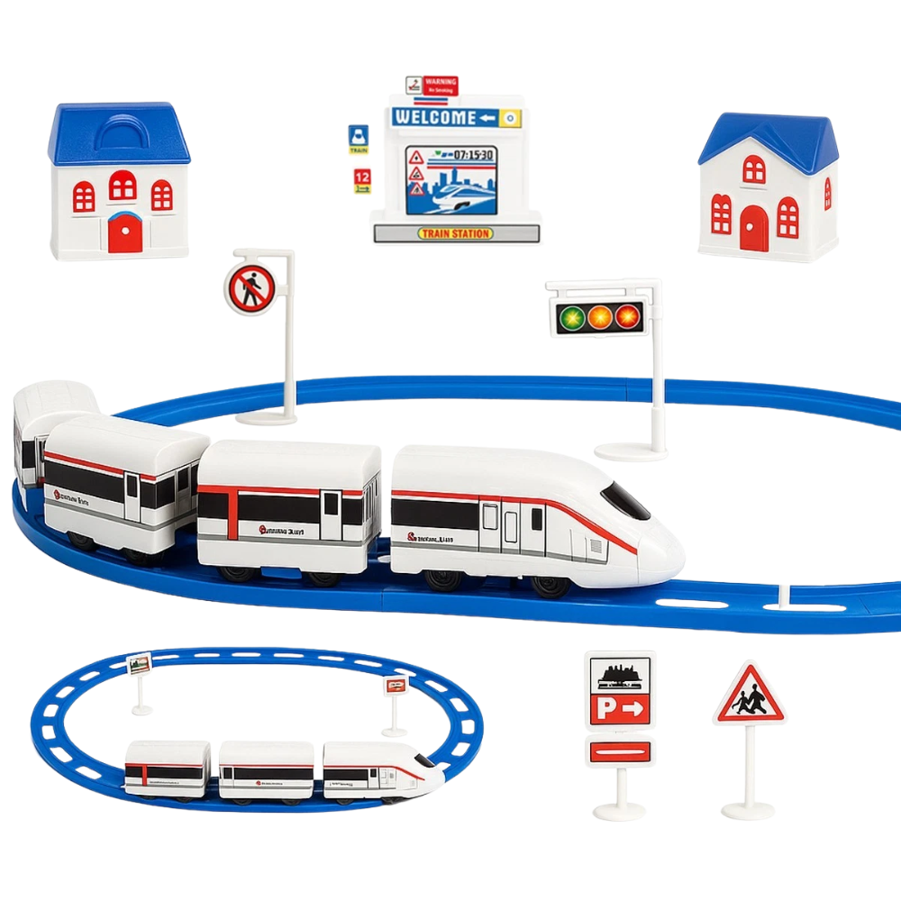 Kids Bullet Train Toy Realistic Electric Railway Playset with Tracks & Accessories