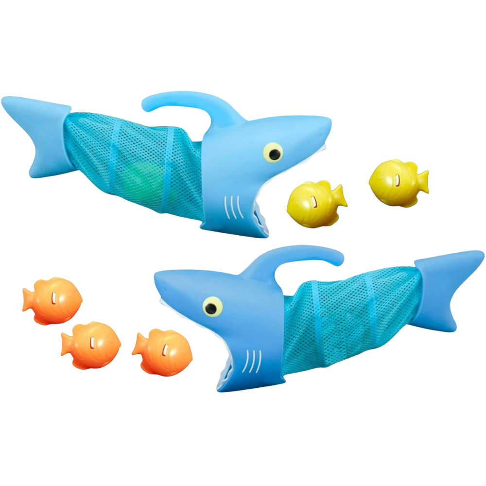 Melissa & Doug Shark Fish Hunt Pool Bath Tub Play Game Kids Toy Set with 2 Nets