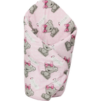 Pink Teddy Bear Baby Swaddle Wrap 0-3 Months Cotton Newborn Blanket with Velcro