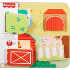 Fisher-Price Wooden Farm Animals Busy Board Peekaboo Activity Toy for Babies Ages 1+ Years