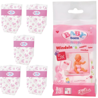 Baby Born Nappies 5 Pack for Toy Dolls Up to 43cm, Pretend Play Accessory for Kids
