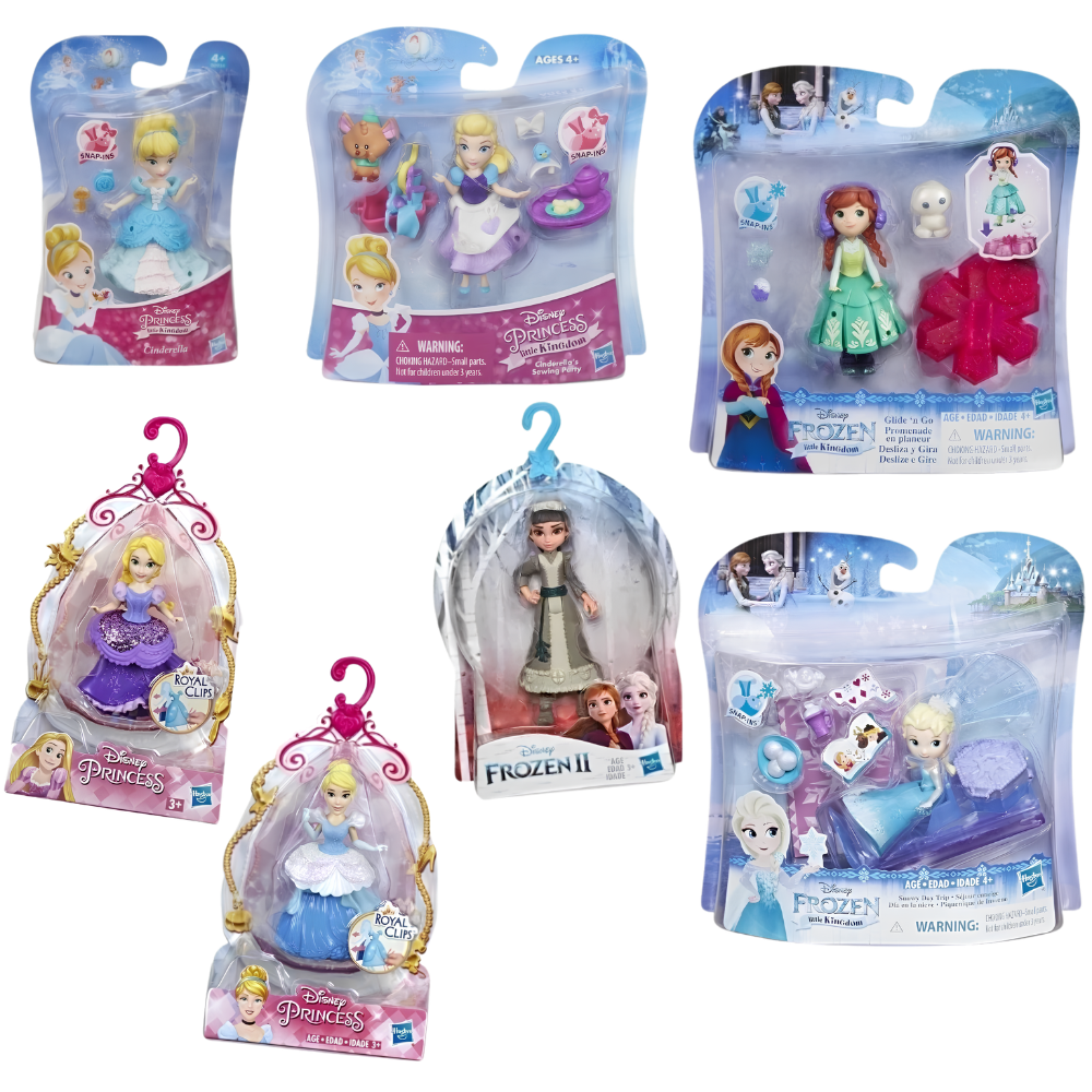 Disney Princess Little Kingdom Snap-Ins & Royal Clips Figures Rapunzel Cinderella & Frozen