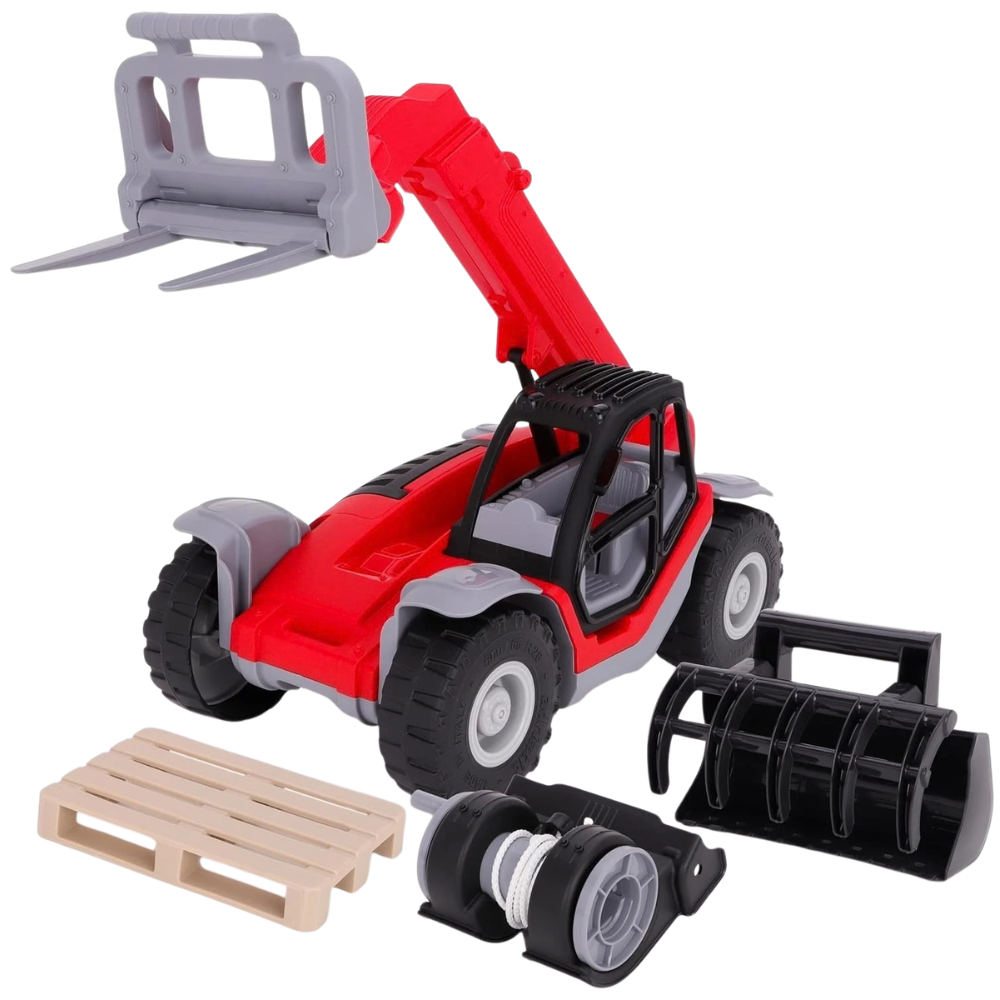 Toyland 1:16 Scale Telehandler Construction Vehicle with 3-in-1 Attachments 3+