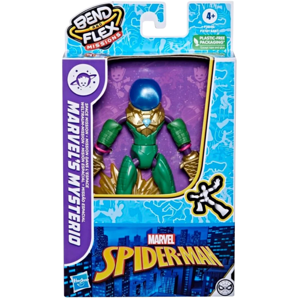 Marvel Spider-Man Bend and Flex Mysterio Action Figure Flexible Superhero Toy 4+