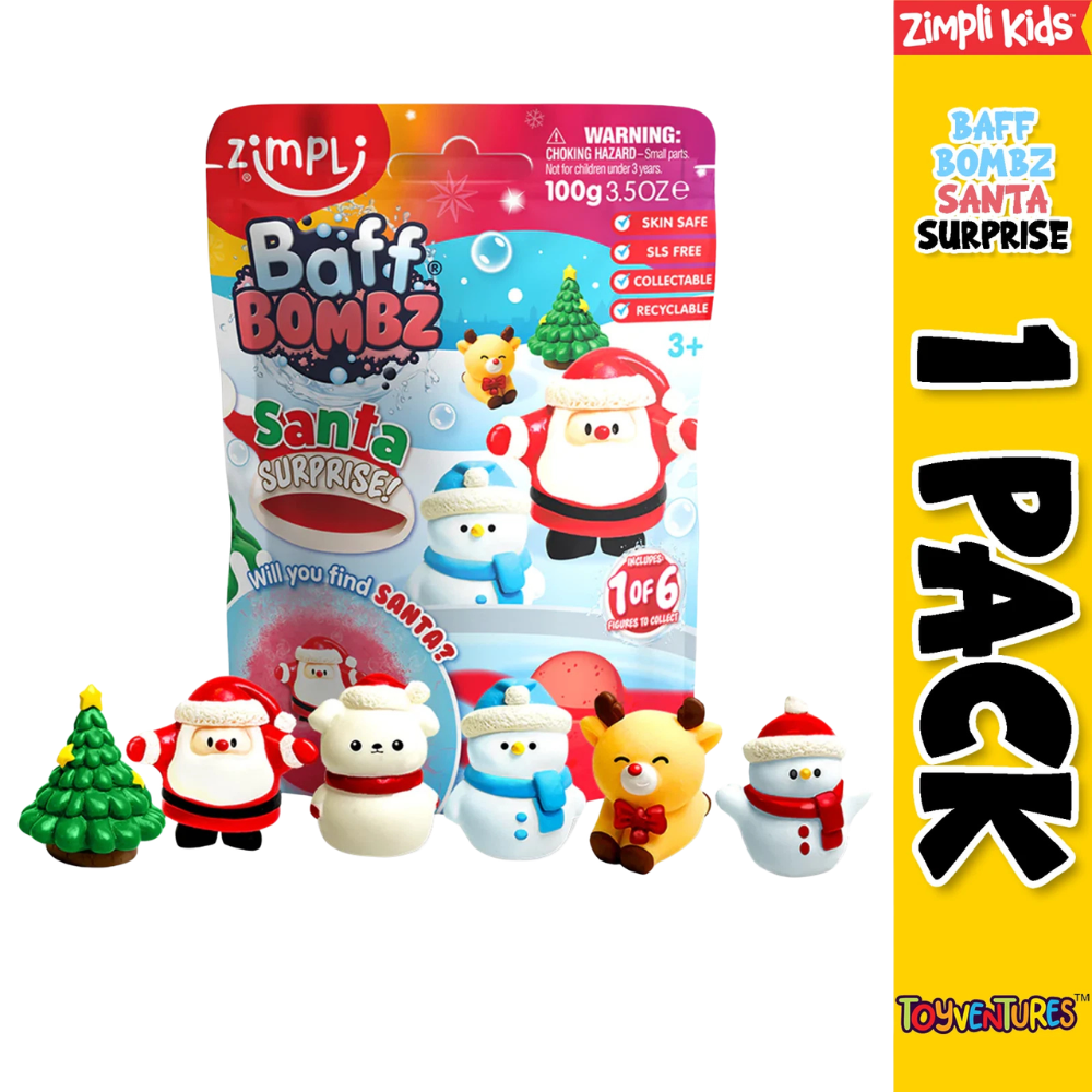 Zimpli Santa Unicorn Dino Baff Bombz Bath Bomb Toy for Kids Christmas Stocking Filler Gift