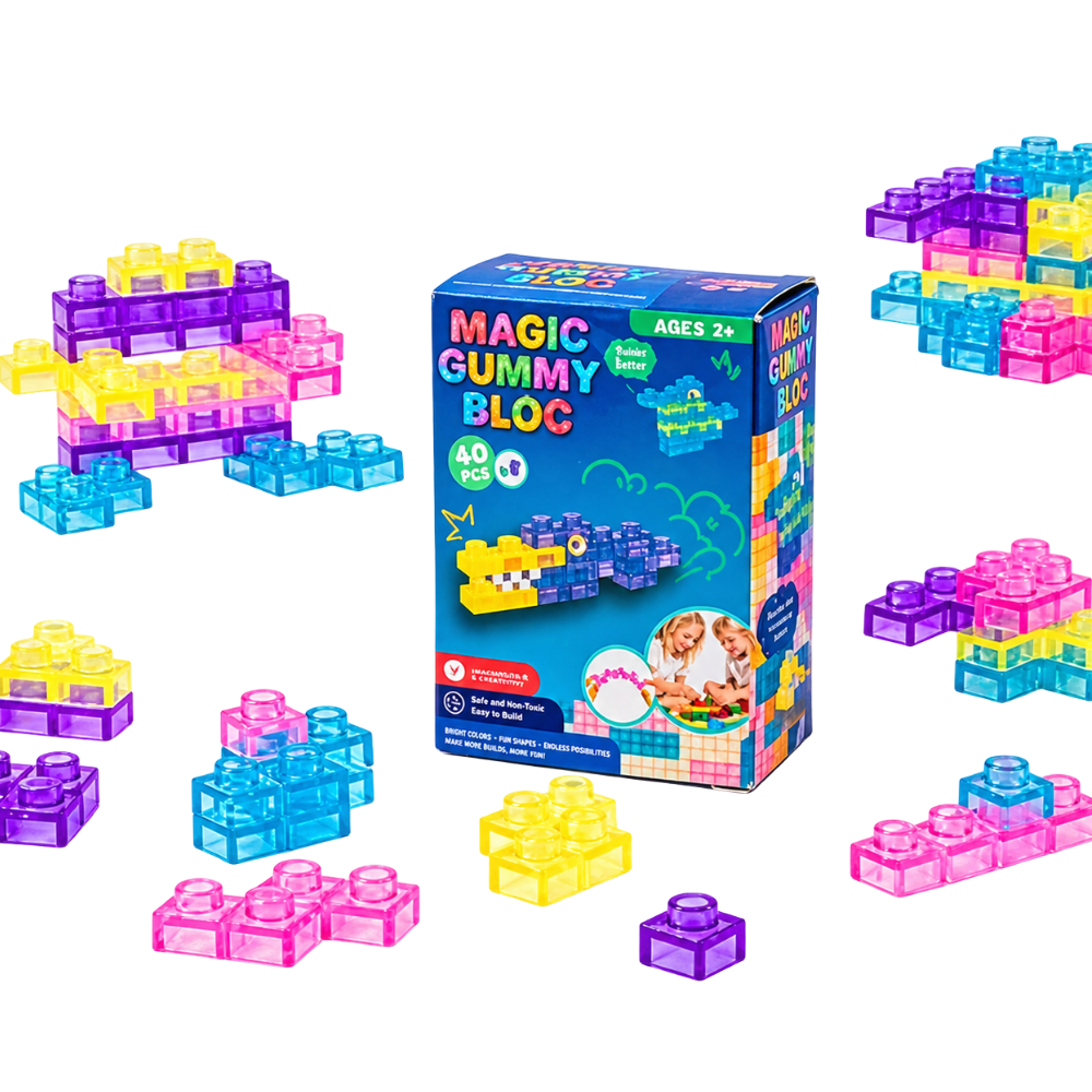 Squishy Jelly Building Blocks Soft Stretchy Sensory Fidget Toys Kids Teens Gift 40pc Set