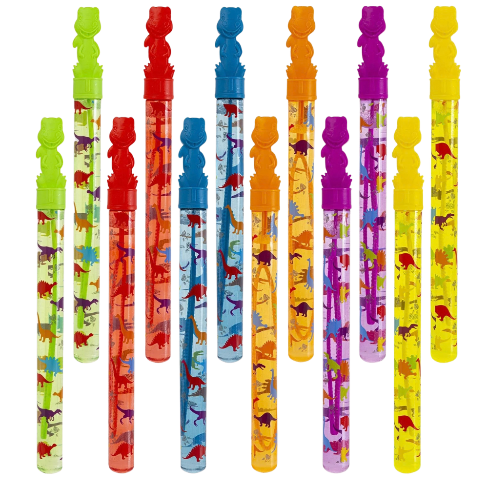 Abeec Dino Bubble Swords 12 Pack Kids Outdoor Party Favors Bubble Toy Set Fun Gift
