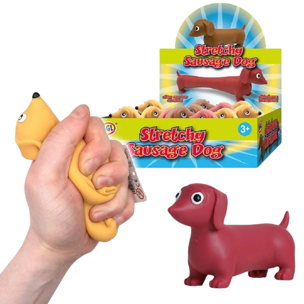 Stretchy Sausage Dog Sensory Fidget Toy Squishy Tactile Stress Relief Kids Adults