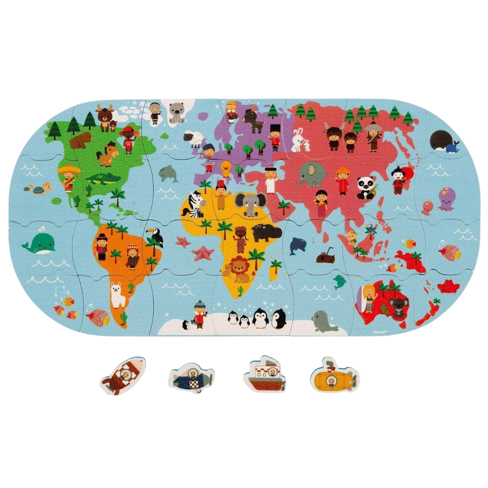 Janod Bath Explorers World Map Bath Toy for Kids Water Play Activity Ages 3 Years+ New