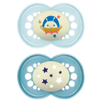 MAM Night Soothers 18–36 Months Astro 2-Pack Glow in the Dark Orthodontic BPA-Free