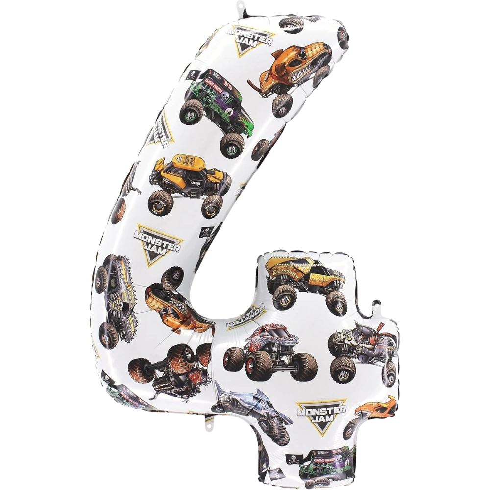 Toyland® 66cm Monster Jam™ Number 4 Foil Balloon Large Birthday Party Decoration