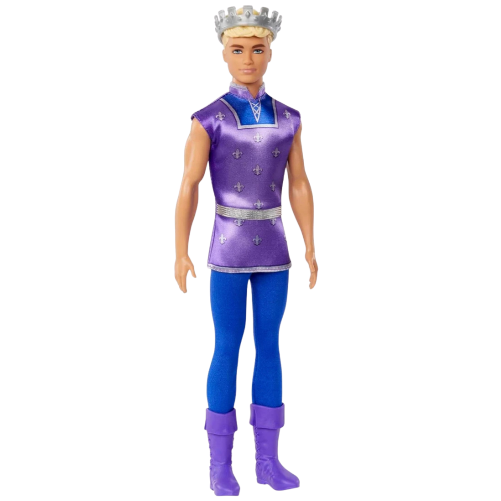 Barbie Royal Ken Blonde Hair Doll Purple Royal Outfit with Crown & Boots Mattel
