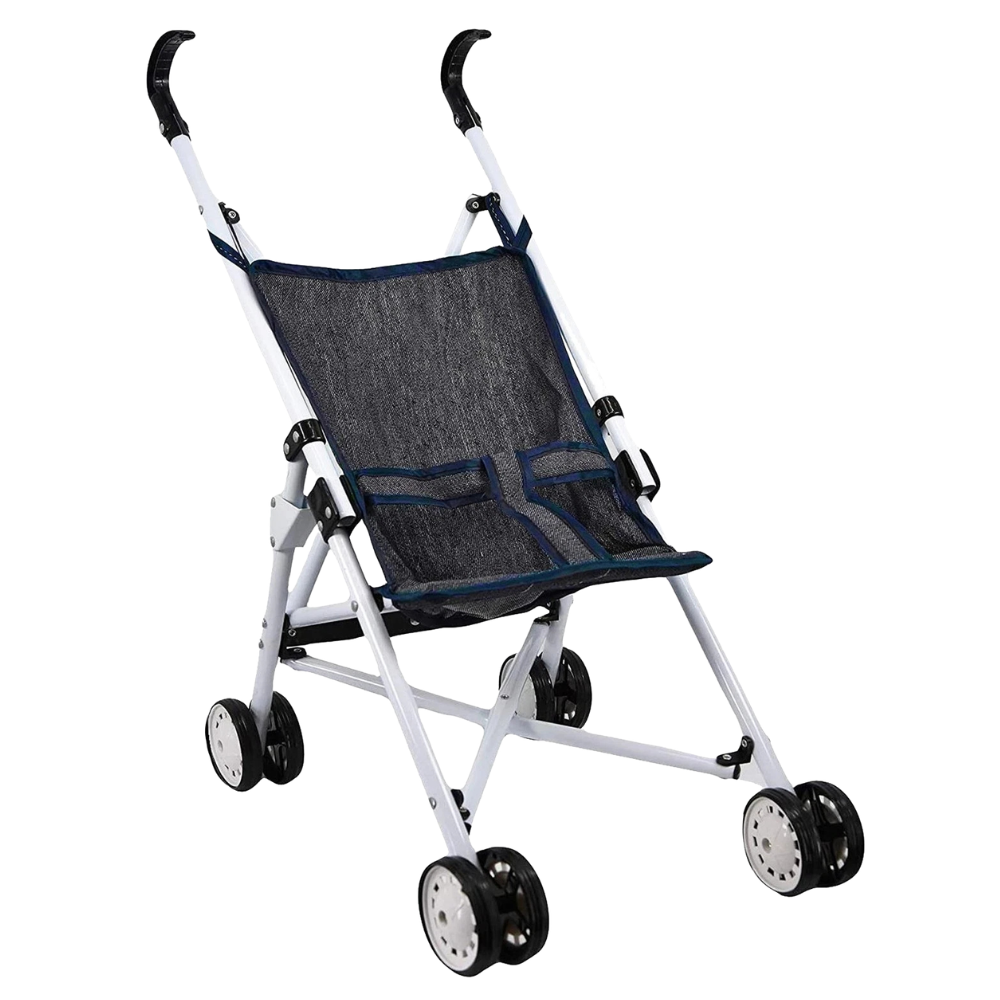 Baby Doll Foldable Blue Stroller Buggy Jogger Pram Accessory Toy for Dolls Up to 20 Inch