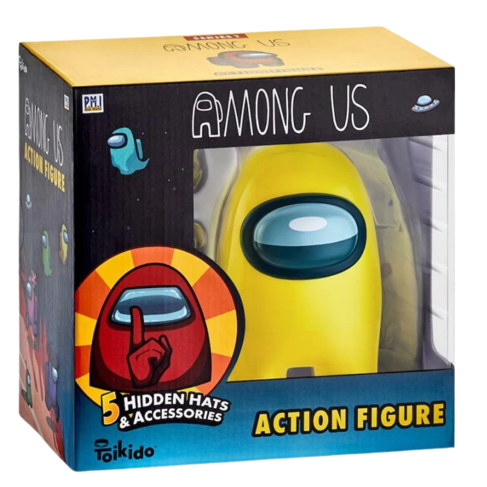 Official Among Us Yellow Action Figure 17cm 1-Pack 5 Hidden Accessories Kids Toy 3+ New