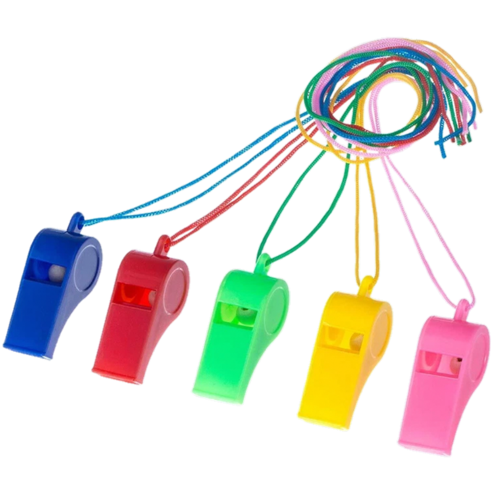 Plastic Referee Sports Football Rugby Whistle with Neck & Wrist Cord