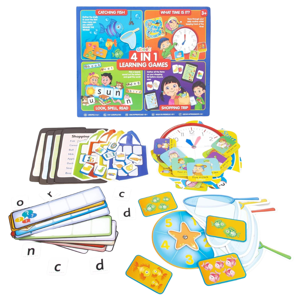 abeec 4-in-1 Learning Games Educational Kids Board Game Set