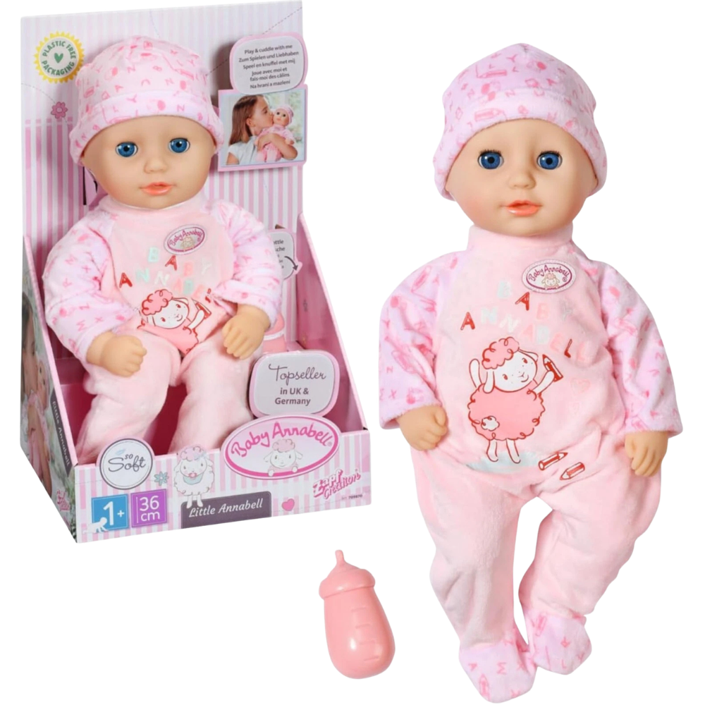 Baby Annabell Little Annabell Doll 36cm with Soft Body, Sleeping Eyes, Bottle, Hat and Romper