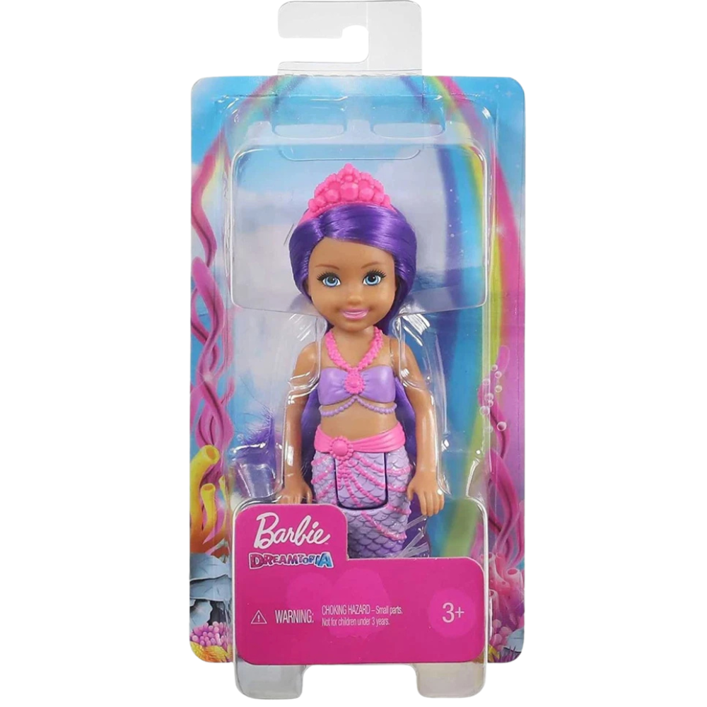 Barbie Chelsea Dreamtopia Purple Mermaid Doll 15cm with Glitter Tail Fantasy Kids Toy