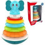 Musical Elephant Stacking Rings Toy for Babies with Rainbow Colours and Teether 6 Months+