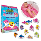 Zimpli Kids Baby Shark Gelli Baff Pink 300g Slime Bath Toy with 3D Sticker