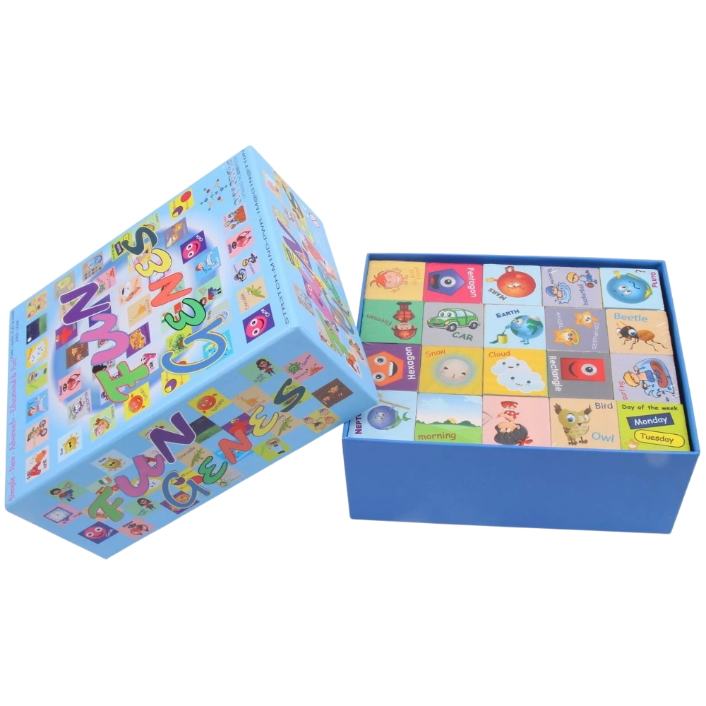Fun Genes Wooden Building Blocks 40-Piece ABC Alphabet Numbers Shapes Educational Toy