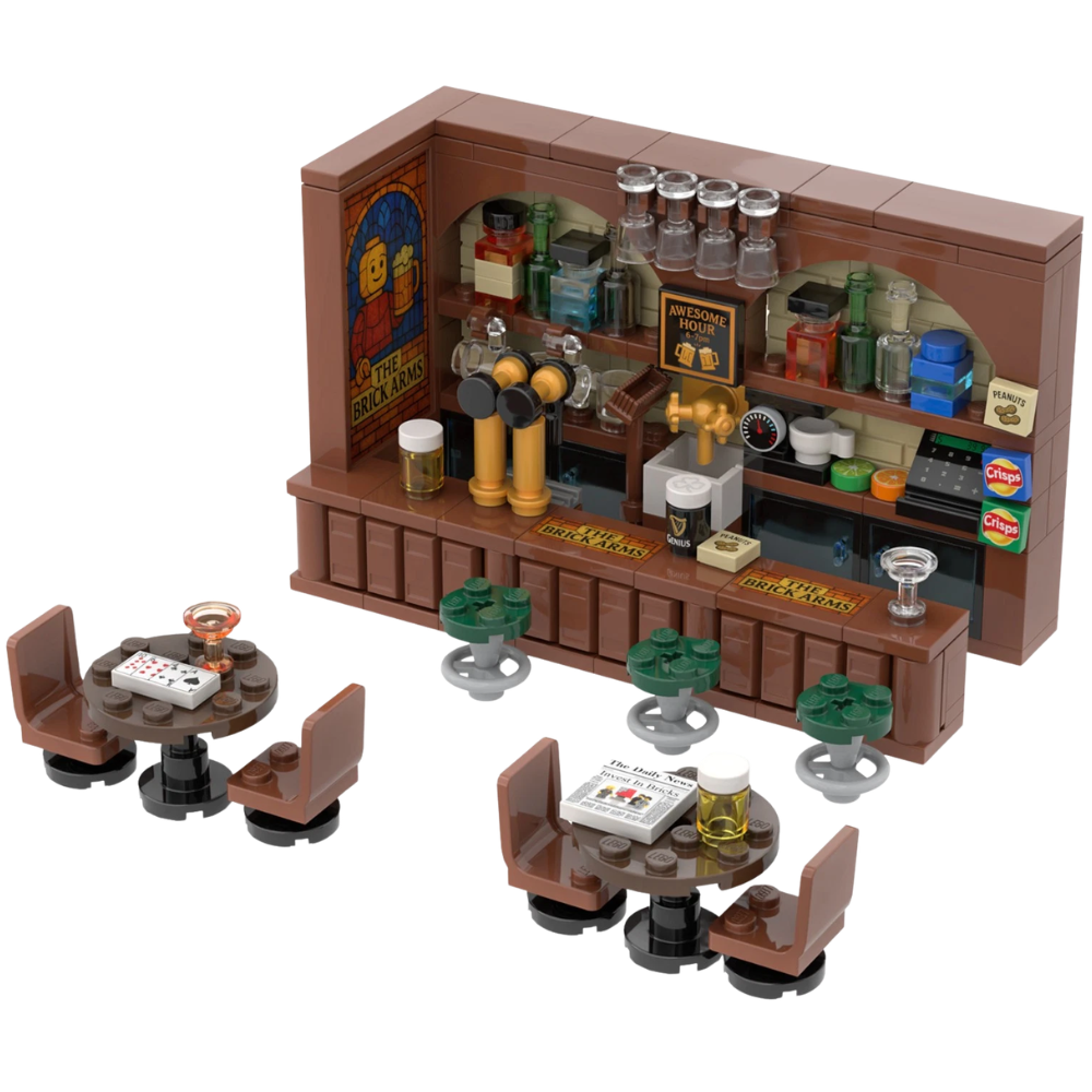 Lego Pub Bar Building Kit 228 Pieces City Modular Moc Custom Printed Accessories