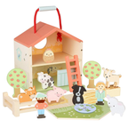 Orange Tree Toys Farmyard Wooden Play Set Farm Animals Pretend Play Toy for Kids New