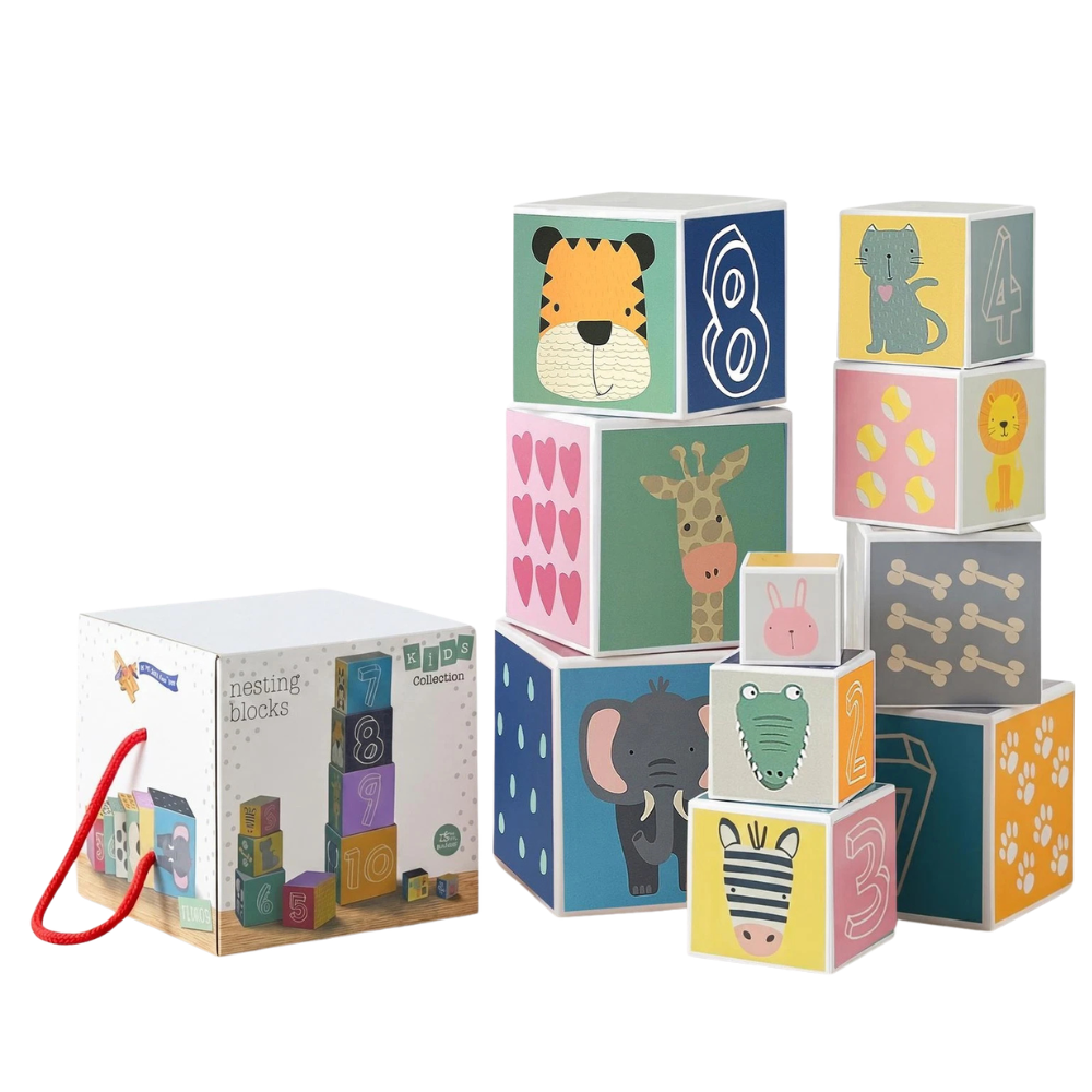 Stacking Blocks Nesting Cubes Baby Toddler Montessori Educational Toy Animals Numbers 1-10