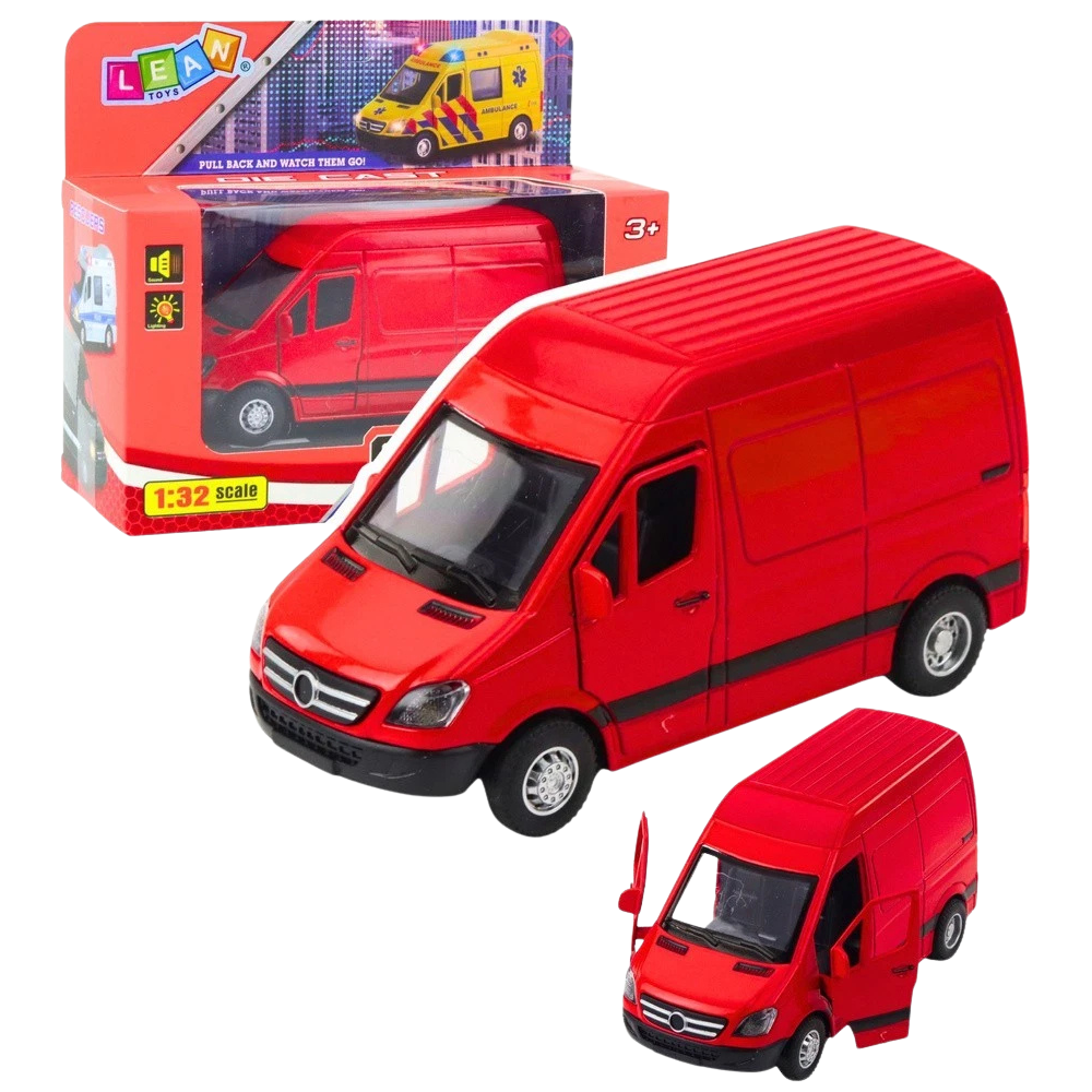 Mercedes Sprinter Van Diecast Model Toy Red with Lights and Sound Approx 1:32 Scale