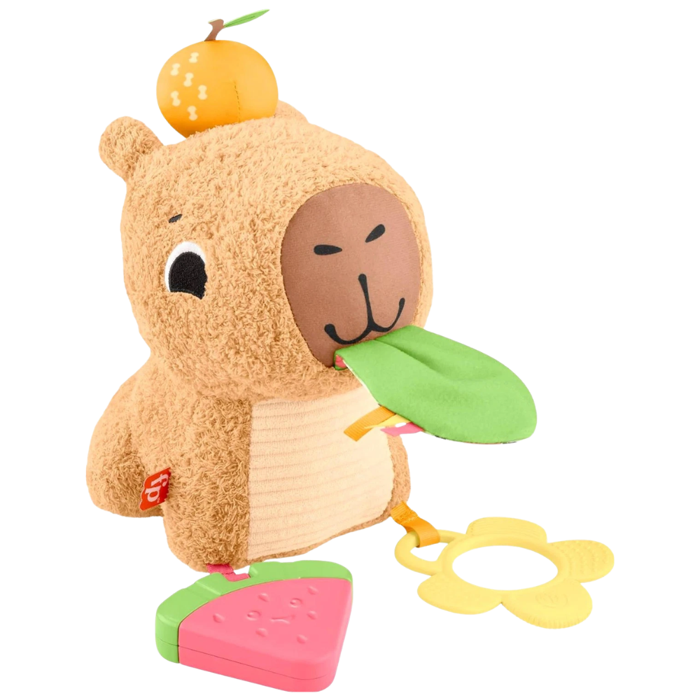 Fisher-Price Baby Sensory Capybara Plush Toy Rattle Teether 3+ Months Infant Gift Toy Cute