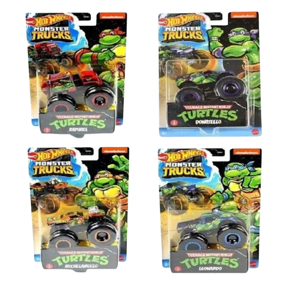 Hot Wheels Teenage Mutant Ninja Turtles TMNT Die-Cast Monster Trucks 1:64 Scale Set 3+ New