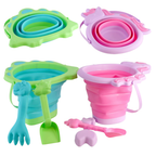 Kids Foldable Beach Bucket Spade Set Collapsible Animal Sandpit Toy Outdoor Play New