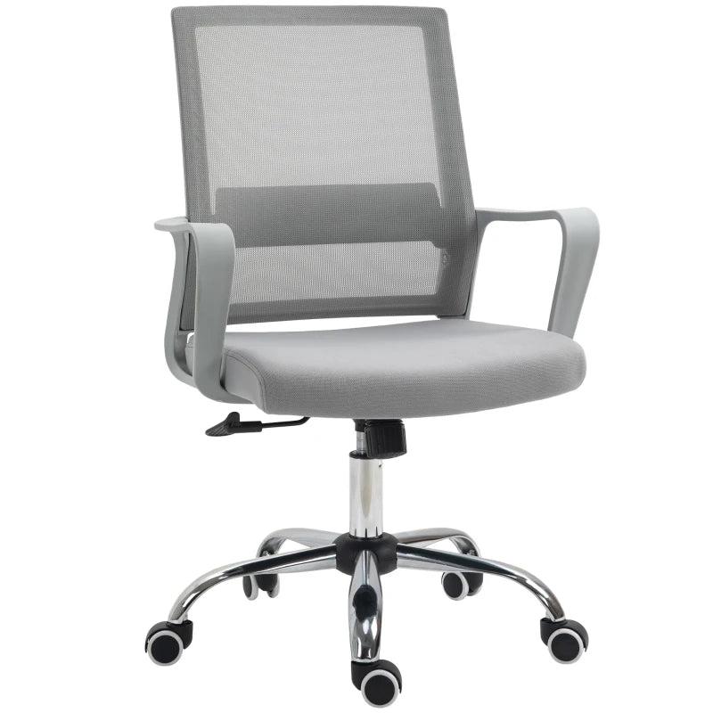 Grey Ergonomic Mesh Office Chair – Adjustable Height, Armrest & 360° Swivel Wheels
