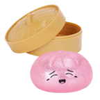 Toyland® Glitter Pink Squishy Bao Dumpling Fidget Toy with Reusable Steamer Box – Sensory Squeeze Toy Ages 3+
