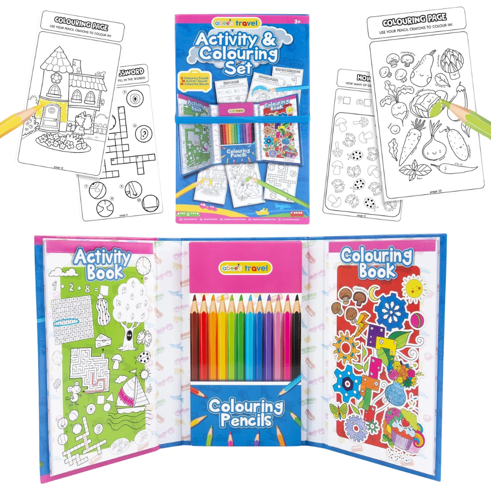 Abeec Travel Activity & Colouring Set for Kids Creative Drawing & Holiday Fun Kit Set