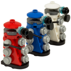 LEGO Doctor Who Dalek Set of 3 Red White Blue Custom Building Kit 75 Pieces