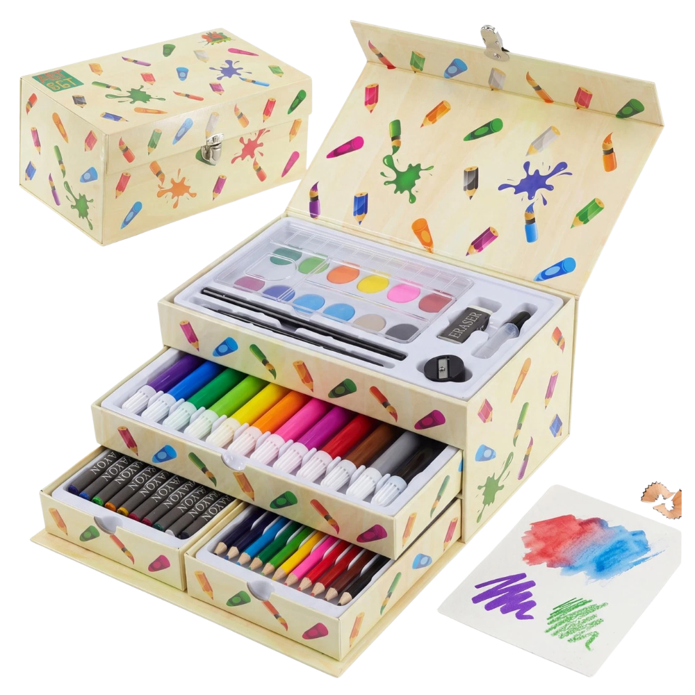 Kids Art Set 54 Pc Children's Painting Supplies Colouring Pencils Stationery Kit for Kids