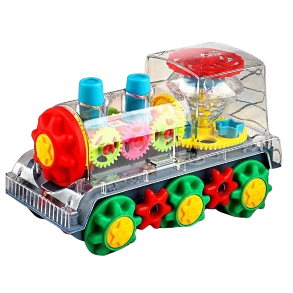 PEBBLE HUG LED Gear Train Toy Transparent Moving Gears Lights Sounds Music