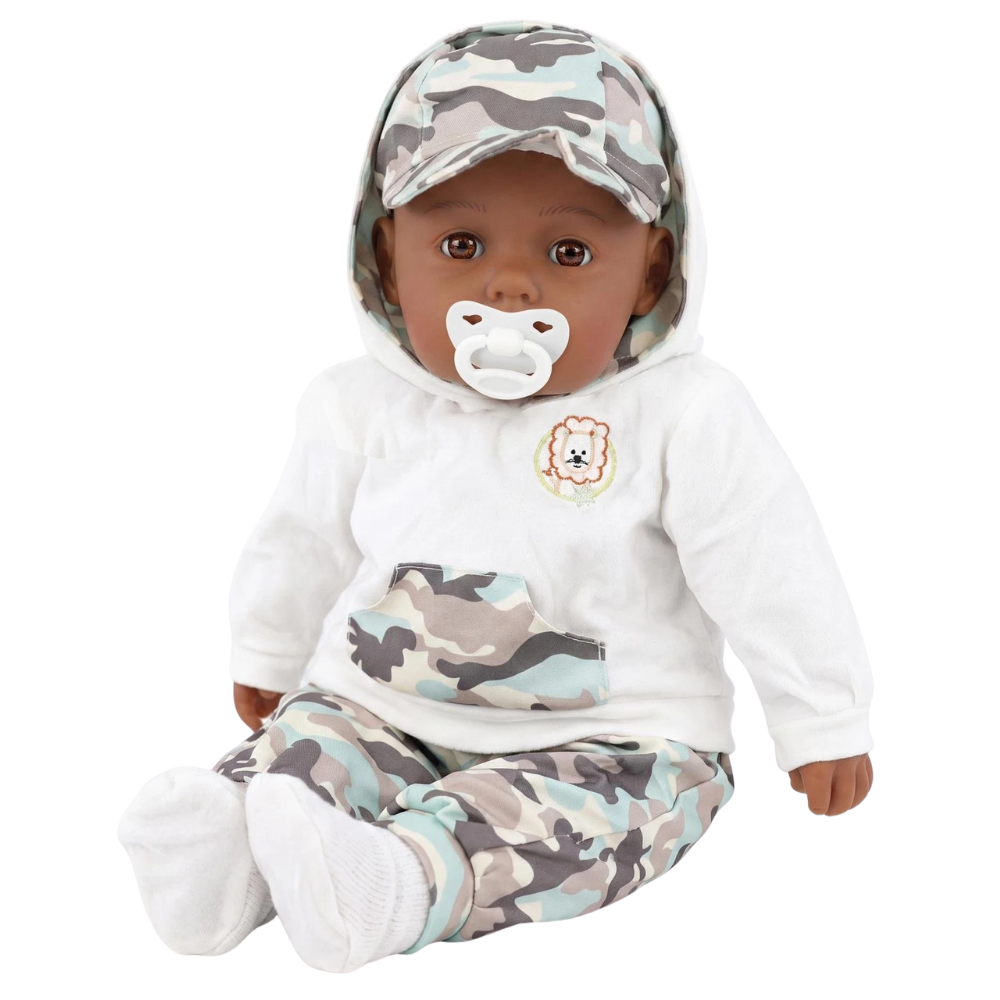 20" Baby Doll Boy Green Pea Soft Body Toy with Brown Eyes Outfit & Dummy