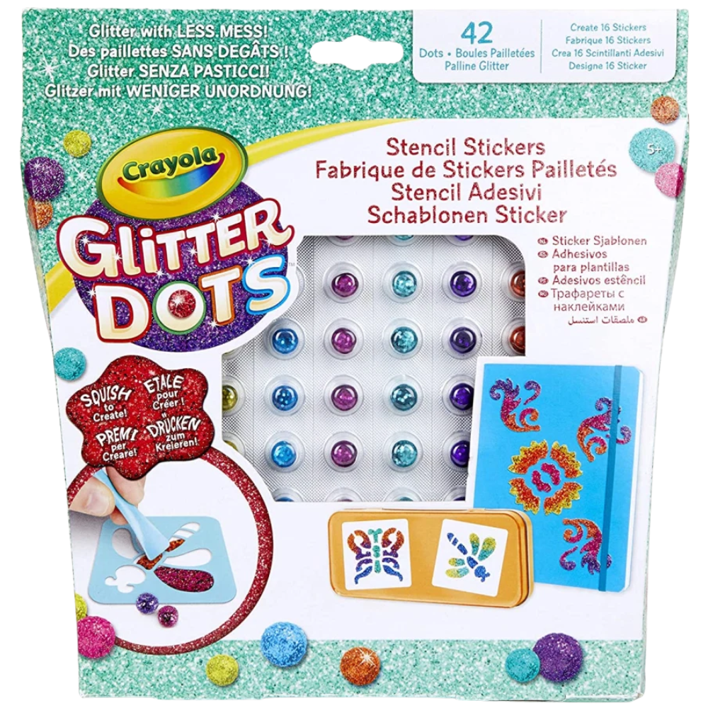 Crayola Glitter Dots Stencil Stickers Kids Arts Crafts Creative Activity Craft Set Fun
