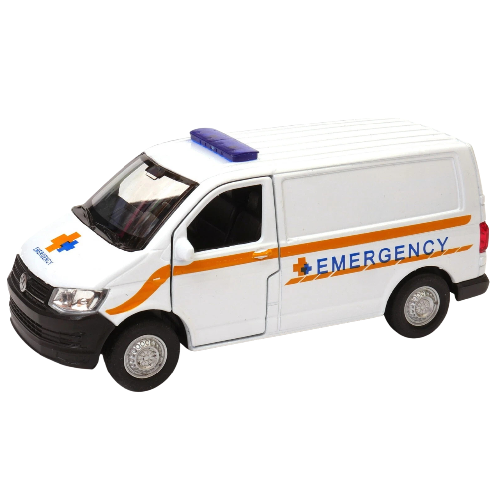 Welly Volkswagen T6 Transporter Emergency Van Diecast Model Toy 1:34–1:39 Scale Collectible