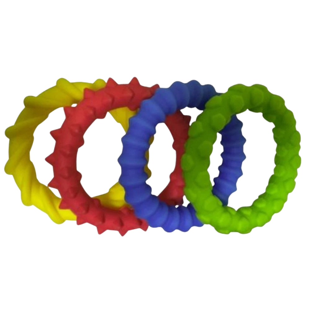 Pack of 4 Textured Sensory Fidget Rings Soft Squishy Silent Stress Relief Toy