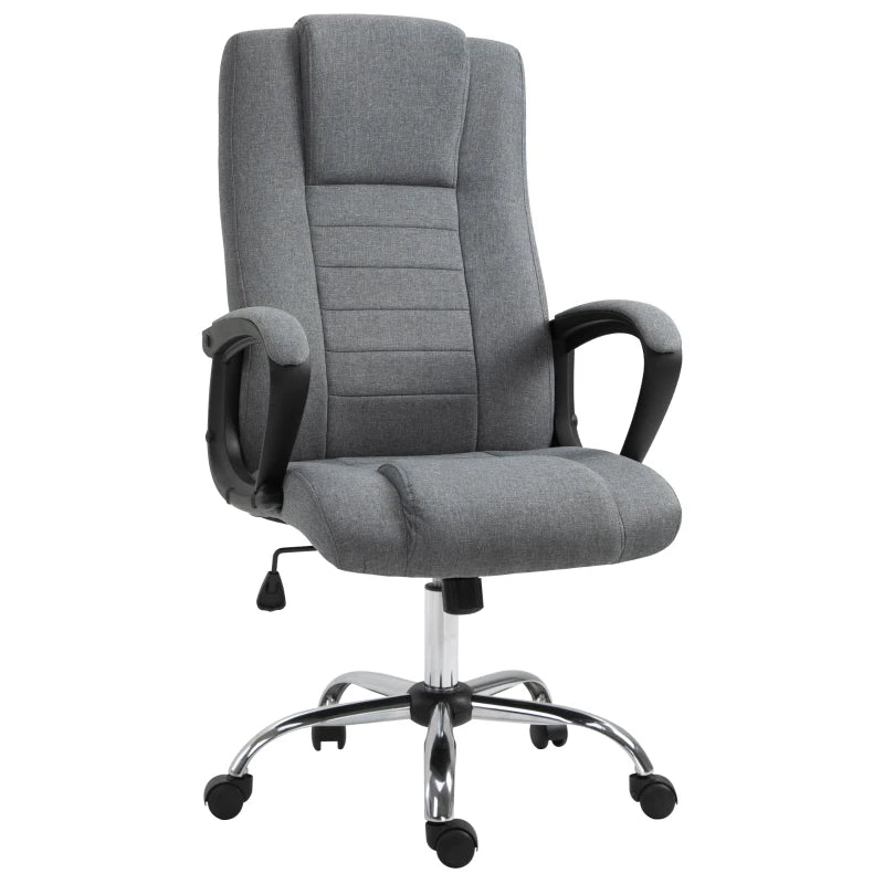 Dark Grey Linen-Look Swivel Chair by Vinsetto – Office Chair