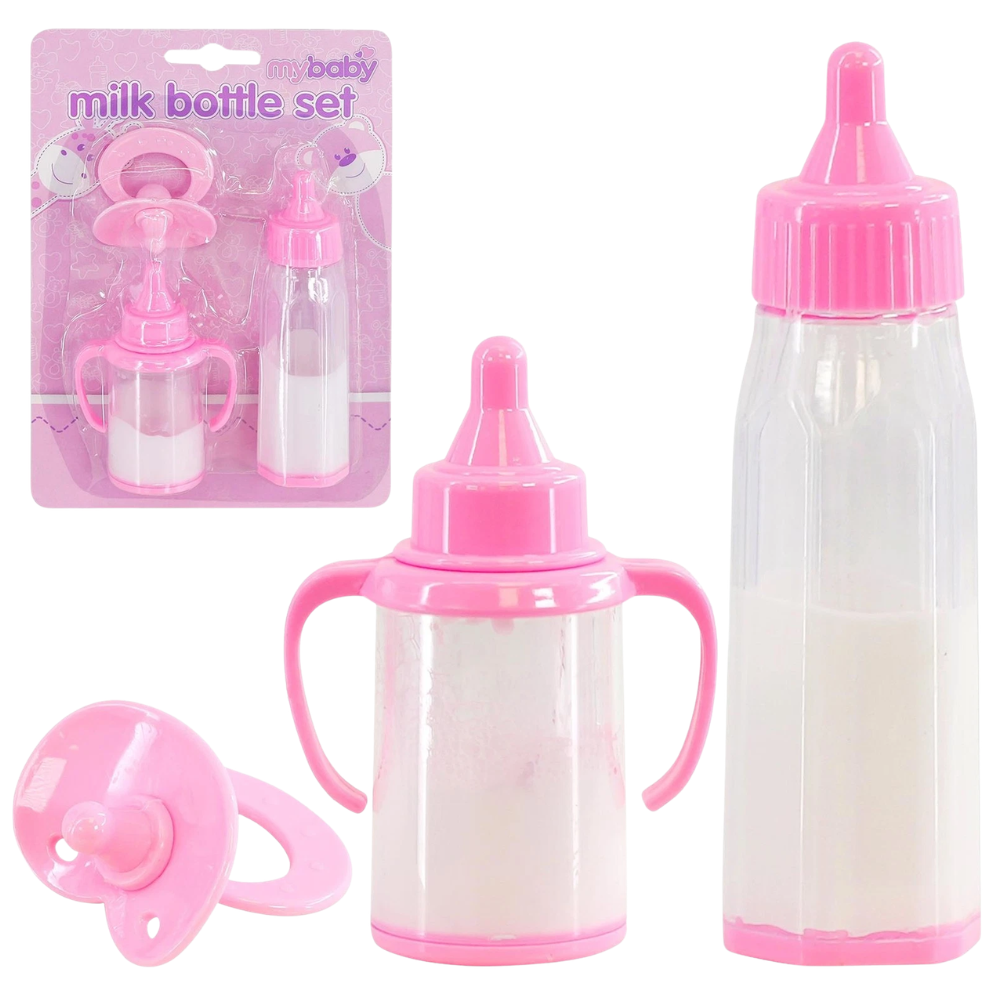 Bibi Doll Magic Milk Bottles Dummy Set 3pc Feeding Accessories Toy Girls Boys Baby Doll