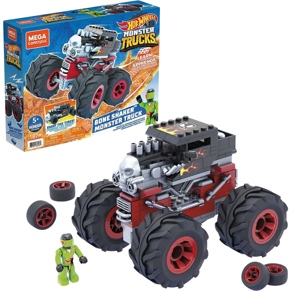 Hot Wheels Mega Construx Bone Shaker Monster Truck 194pc Building Set Kids Mattel