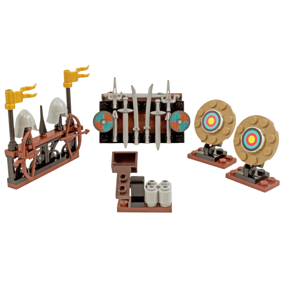 Lego Castle Weapons & Archery Rack Blacksmith Weaponry Kit Made with Real Lego Bricks Display Set