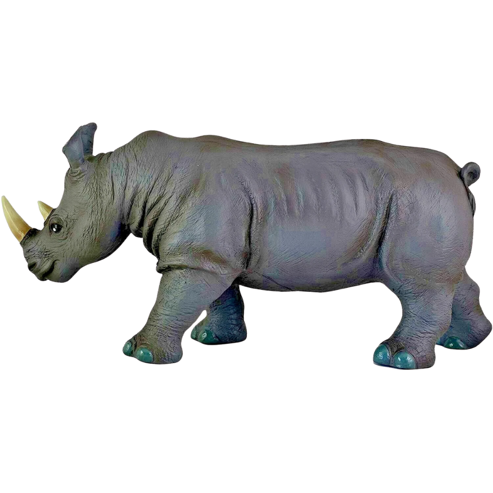 Soft Rubber Rhino Toy, Realistic Rhinoceros Animal Figure Gift for Kids and Home Display