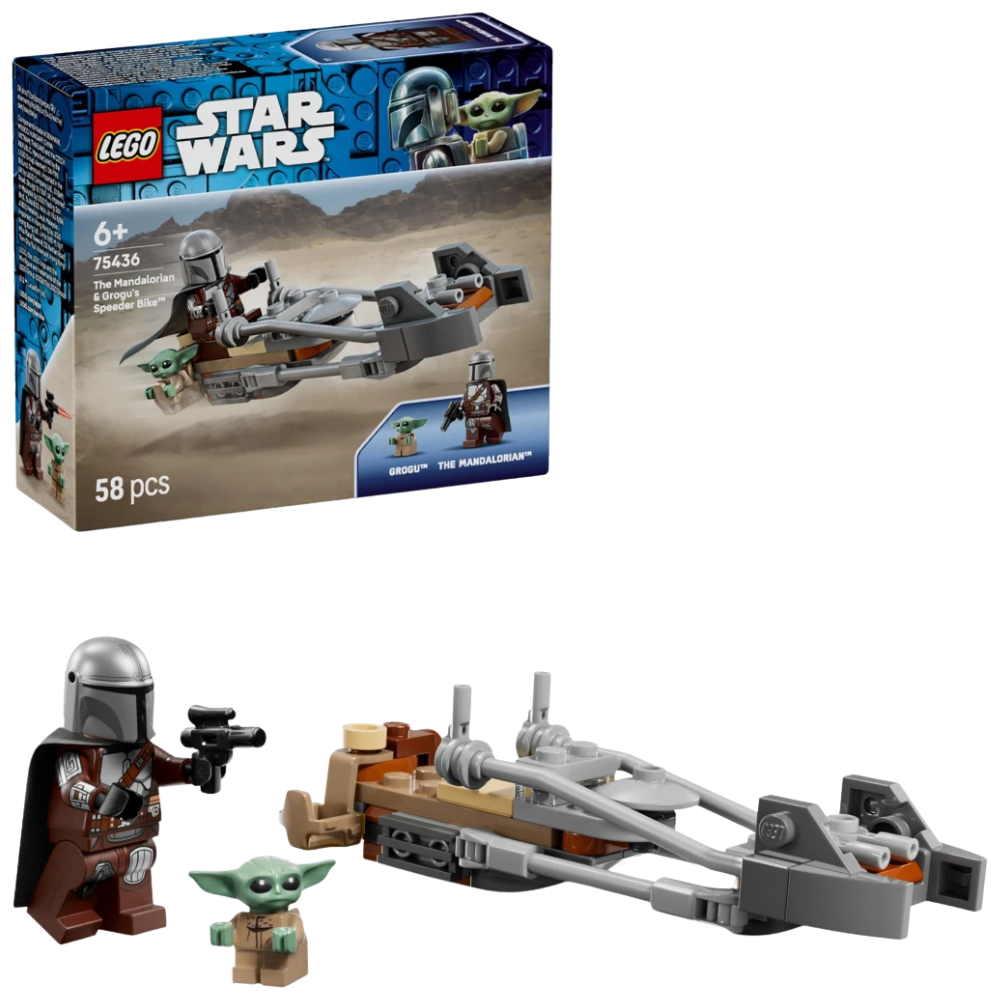 LEGO Star Wars 75436 Mandalorian & Grogu Speeder Bike Building Set 6+ Collectible Toy