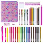 Abeec 44 Piece Glitter Pencil Case Stationery Set for Girls Creative School Supplies